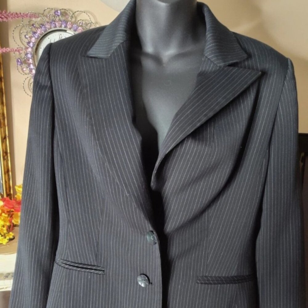 Nine West Business Suit Formal Black Pinstripe Blazer Size 8